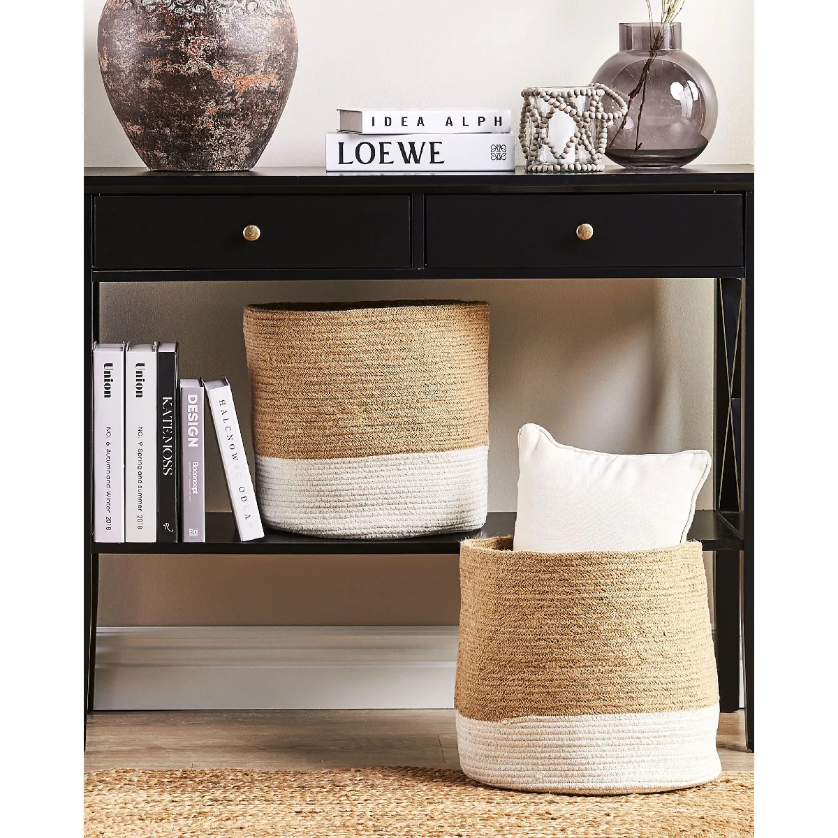 Beliani Lot de 2 paniers BULANIK - Beige et Blanc