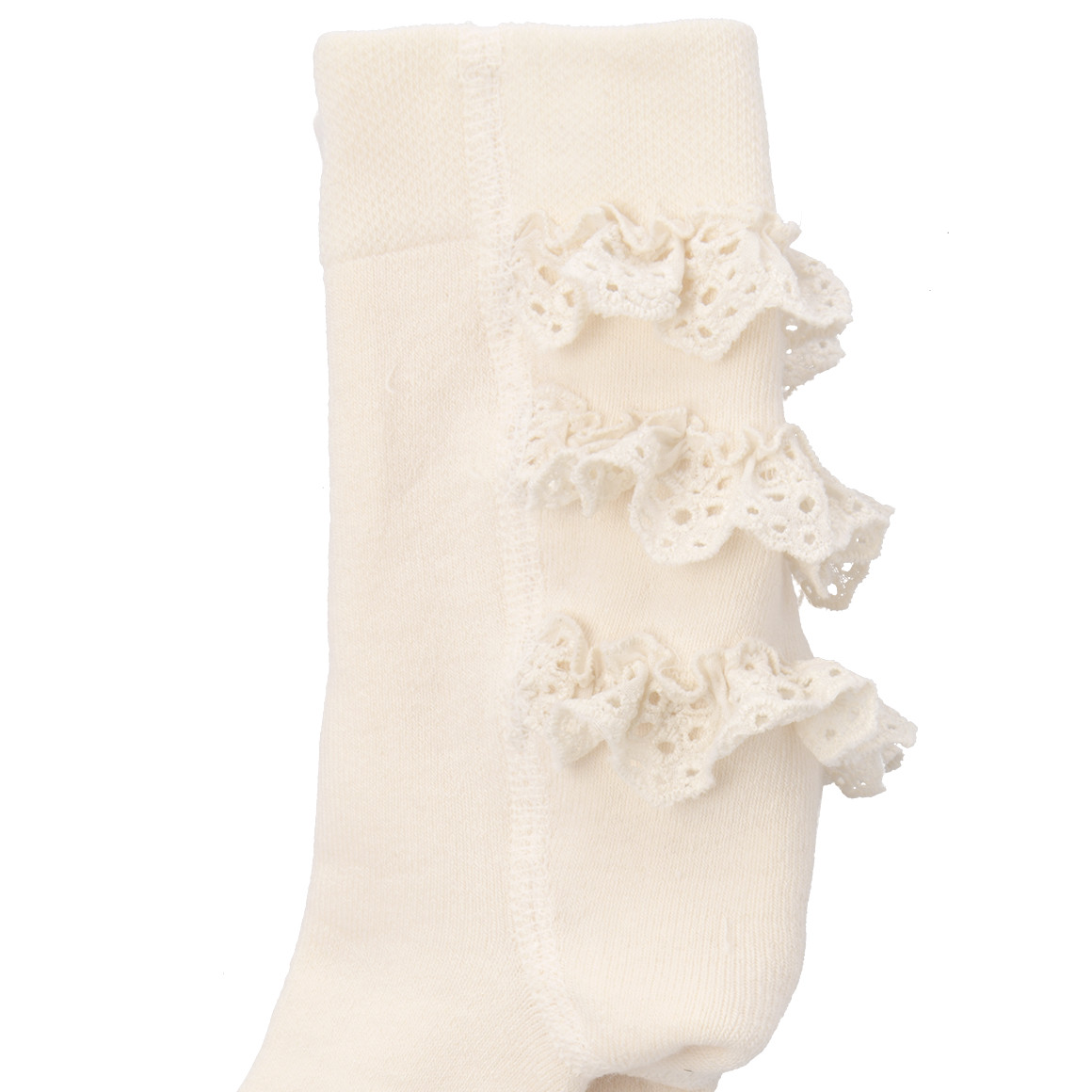 Newborn Frottee-Strumpfhose mit Spitze creme