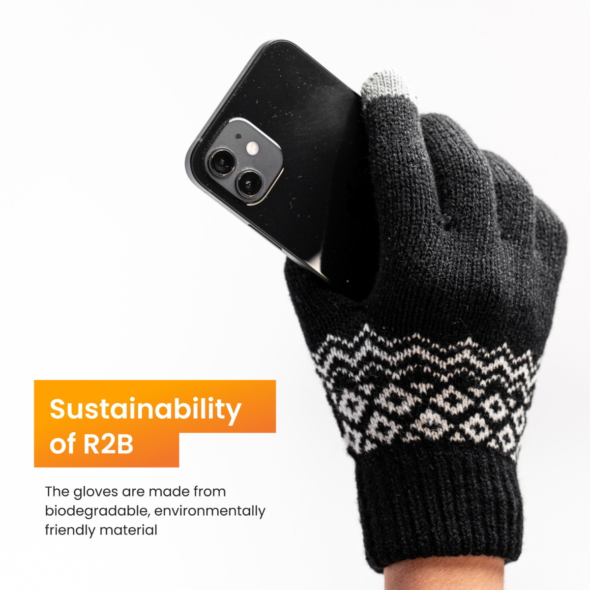 R2B Touchscreen Handschoenen Winter Heren & Dames - Zwart