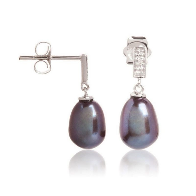 Boucles d'oreilles Or Blanc Diamant et Perle