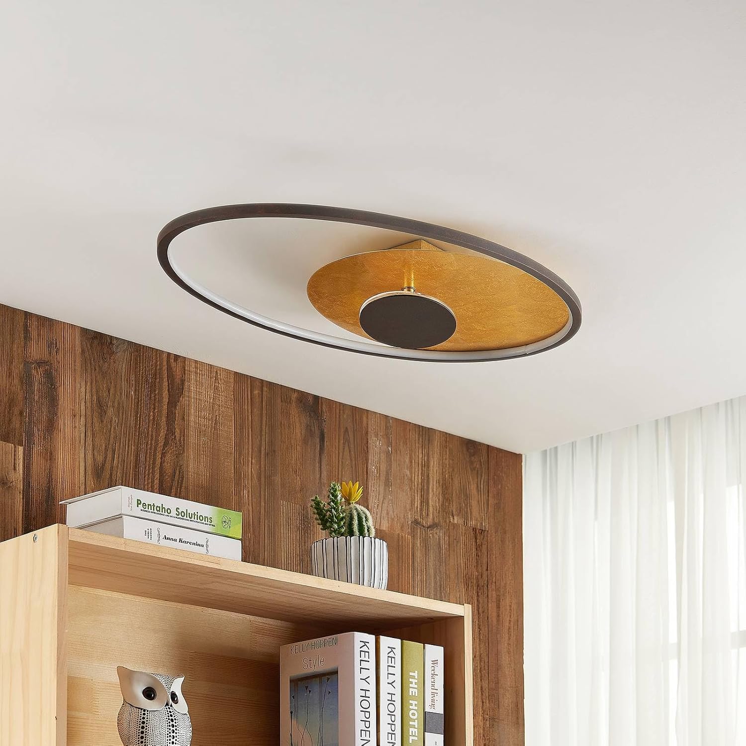 Lindby LED Deckenleuchte Feival dimmbar (Modern) in Braun aus Metall (1 flammig,) - Lampe Deckenlampe Wohnzimmerleuchte