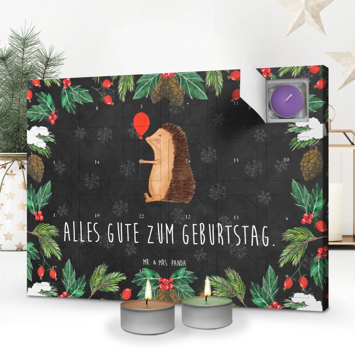Mr. & Mrs. Panda Geurkaars Adventskalender Egel Ballon - Zwart