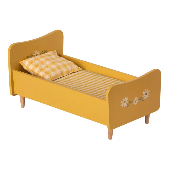Maileg Mini lit en bois | Jaune