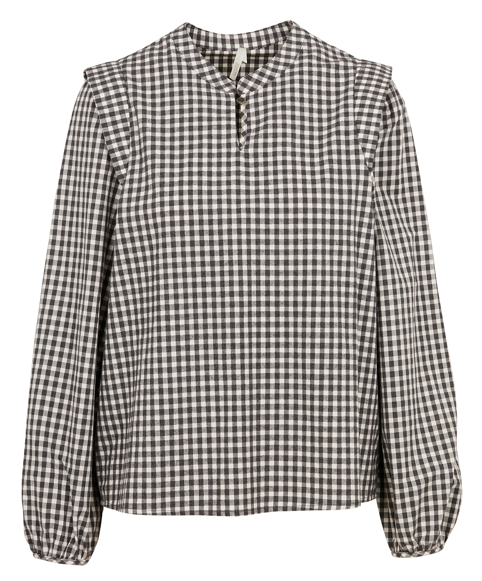 Blouse à carreaux vichy en coton | Noir