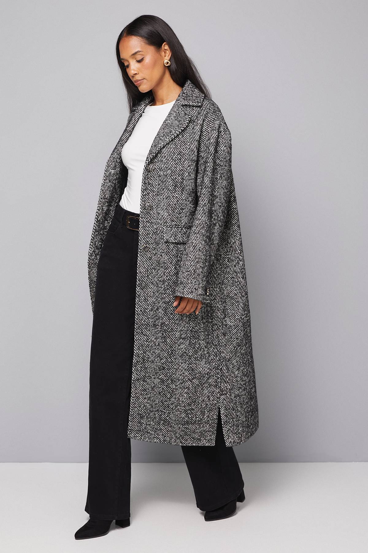 Wallis Manteau Maxi à Col avec Détails de Poignets