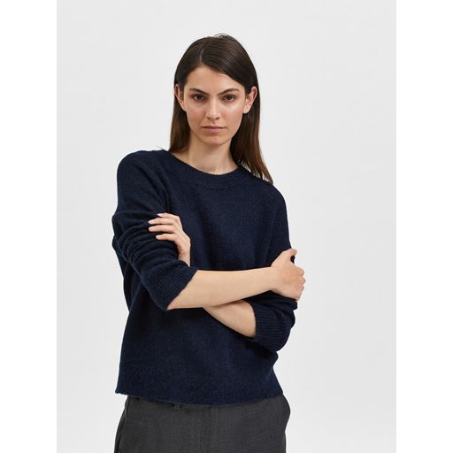 Selected Femme Lulu Striktrøje, Dark Sapphire, XL