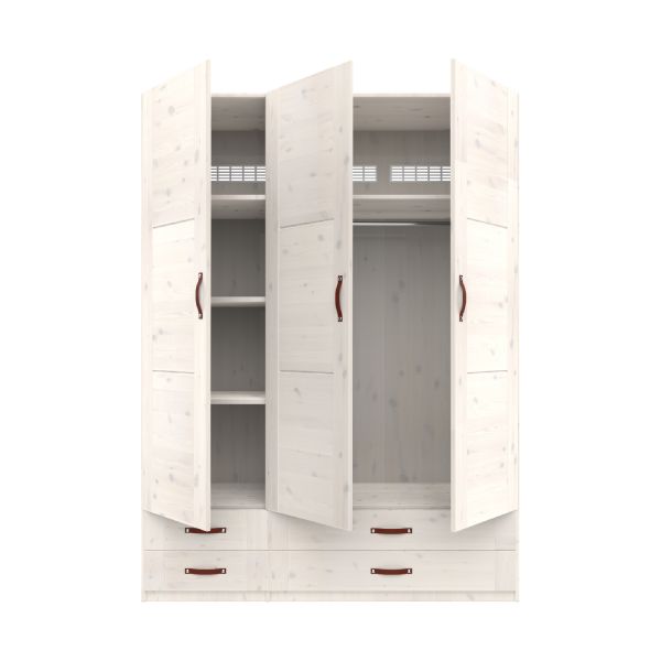 LIFETIME Kidsrooms Kledingkast 3-Deurs - 4 Laden - White Wash