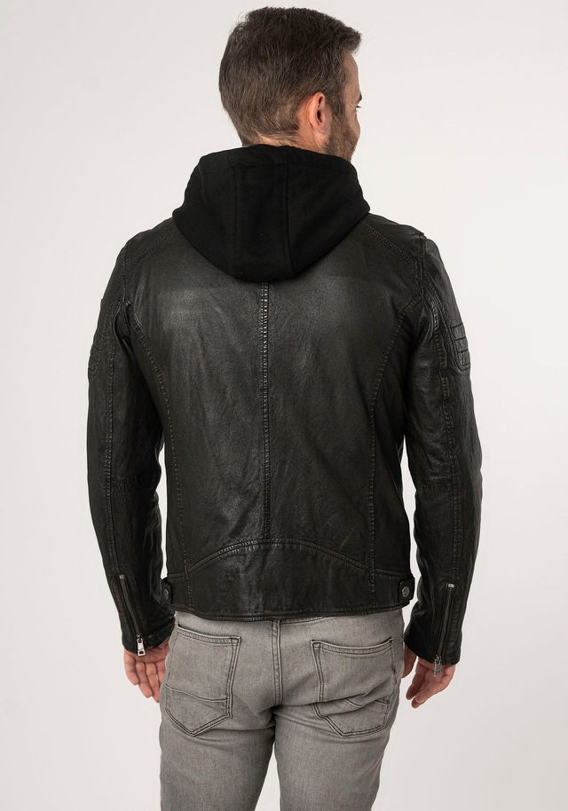 Mauritius Lederjacke »MMJenno« mit Kapuze mit Jerseykapuze, Reissverschluss, Ziernähte
