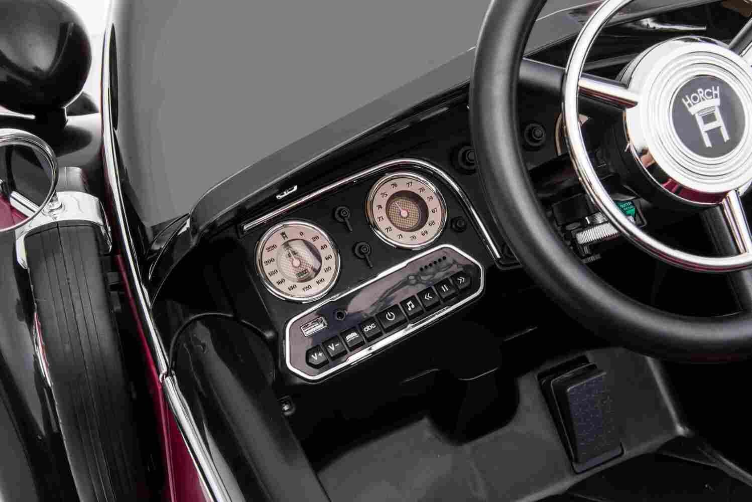 Carrinho elétrico infantil BoGi Audi Horch, veículo infantil 930V 2x120W vintage EVA, 1 criança, 1 adulto.