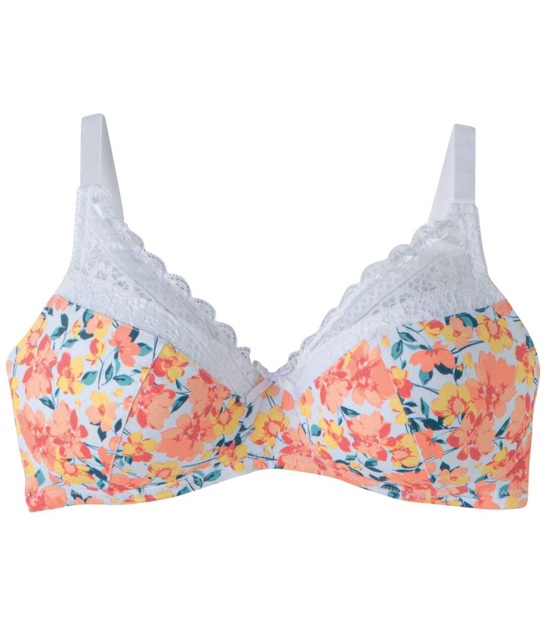 Soutien-gorge sans armatures coque souple blanc/orange Elena