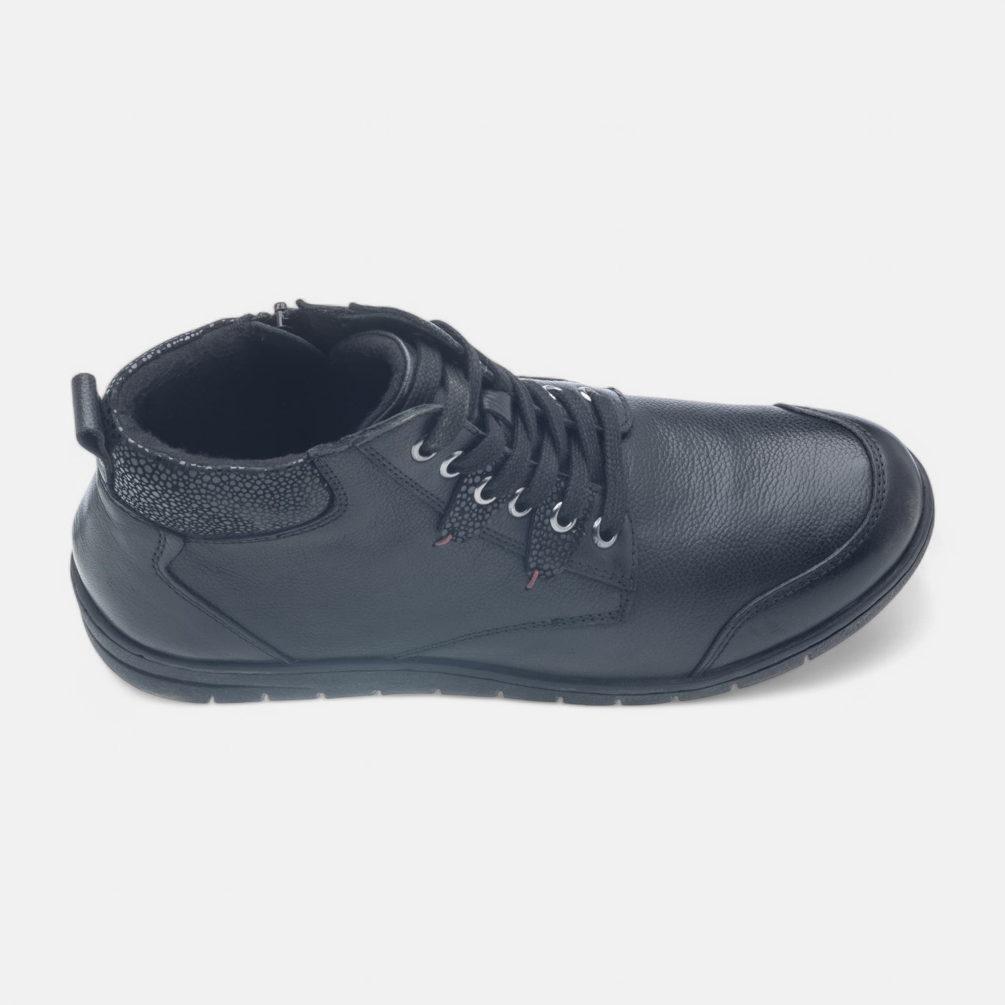 Bottines à lacets Femme en cuir noir