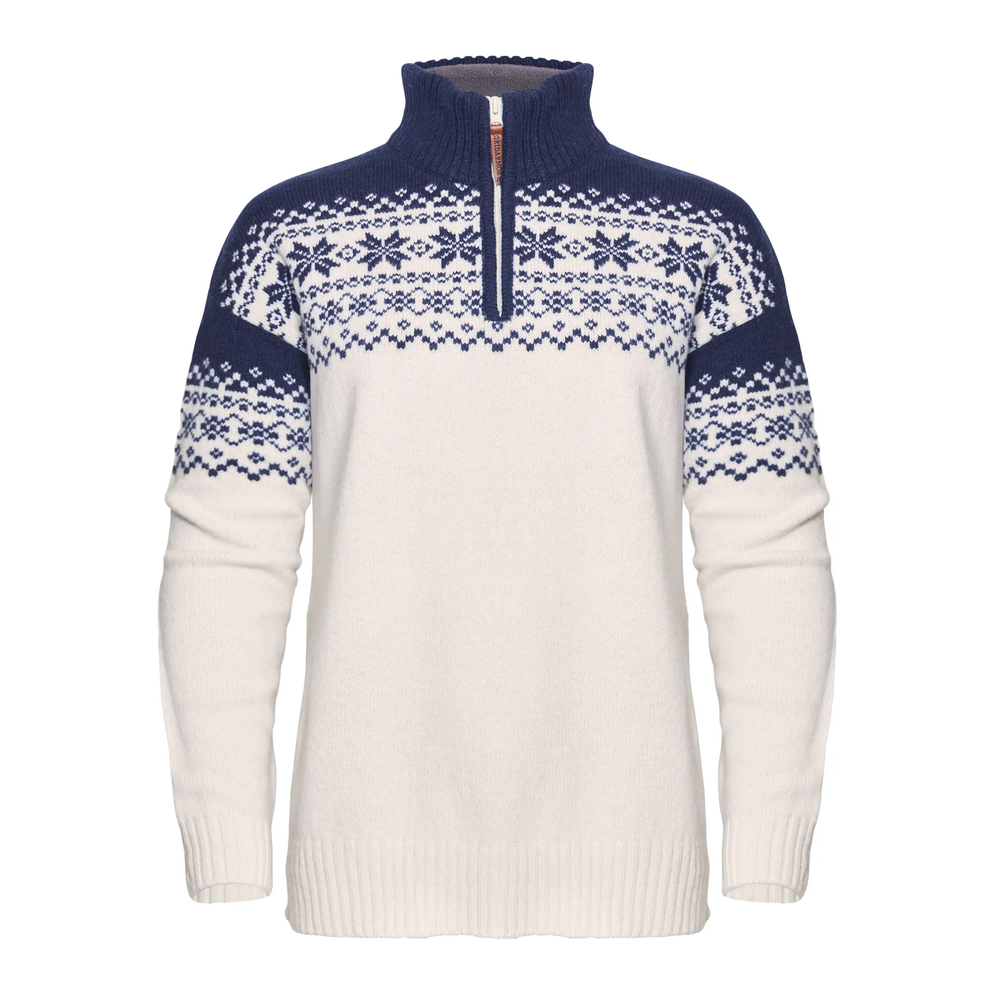 Gridarmor Women's Snøkrystall Half Zip Ullgenser White/Dark Navy