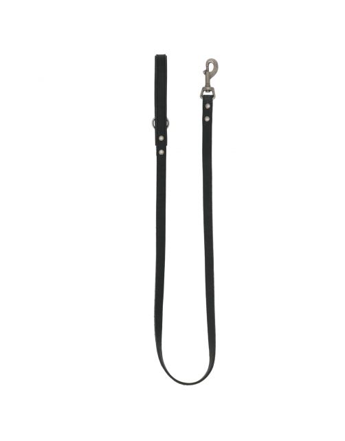 Adori Looplijn Vetleder Gevoerd Handvat - Hondenriem - 130x1.8 cm Zwart Zwart M\/L