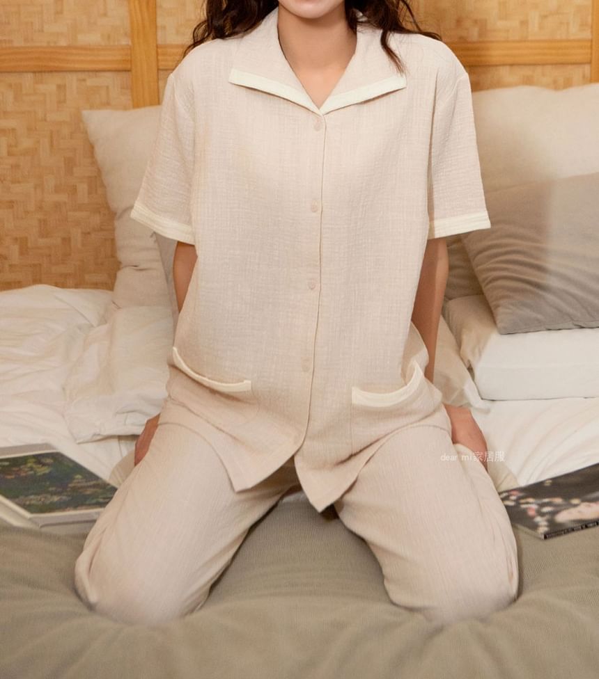 Sweetzer - Koppel bijpassende pyjamaset: shirt met zakdetail + broek (verschillende ontwerpen)