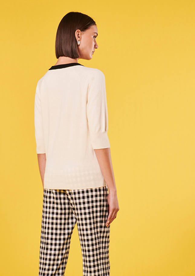 Pull Pastelleécru en laine et coton
