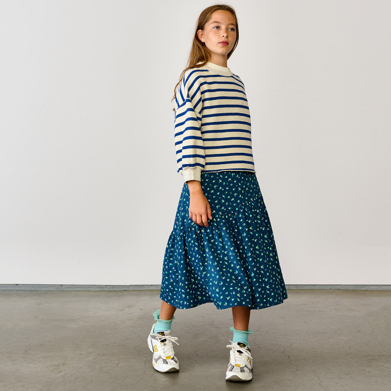Bellerose Sweat en Coton mélangé Fash à manches ballons rayé marine/écru