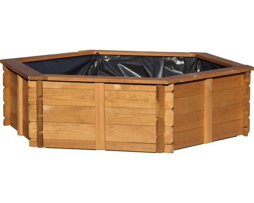 Verhoogde vijver, minivijver dobar Hexagon 330 l 149 x 128,5 x 40 cm bruin