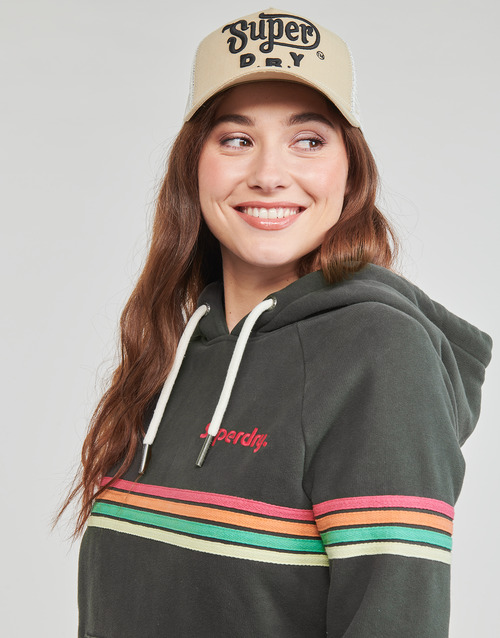 Superdry - RAINBOW STRIPE LOGO HOODIE - Noir / Multicolore
