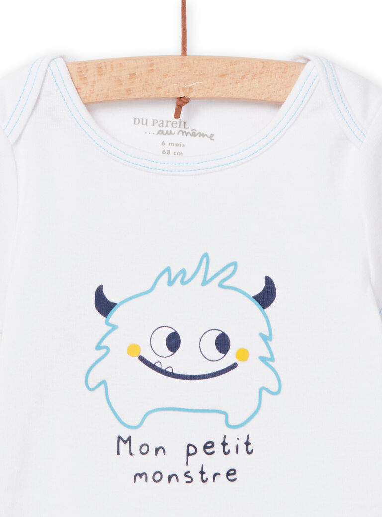 Body blanc motif monstre bébé garçon