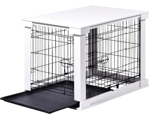 Huisdierbox met tafelblad 83x55x59 cm wit