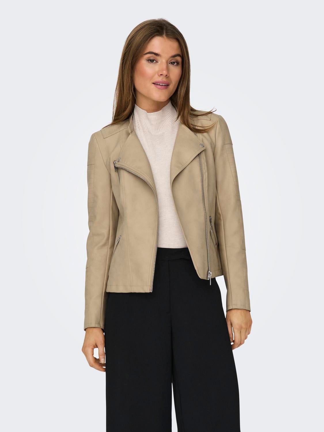 ONLAVA Bikerjacke in Lederoptik White Pepper