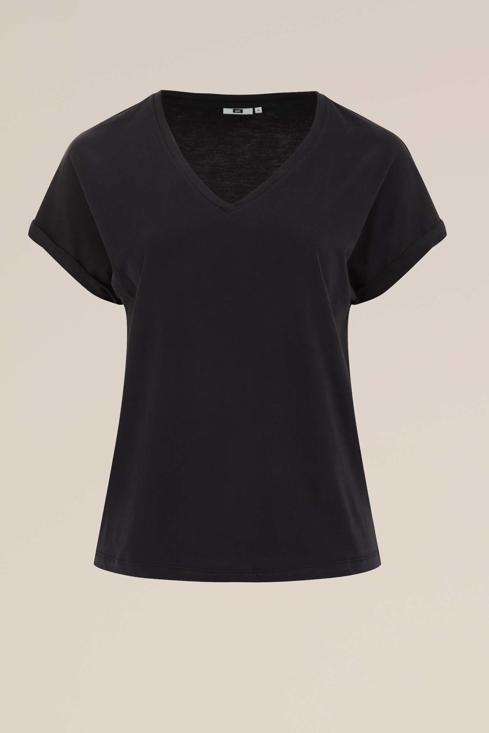 T-shirt met V-hals - Curve WE Fashion Zwart