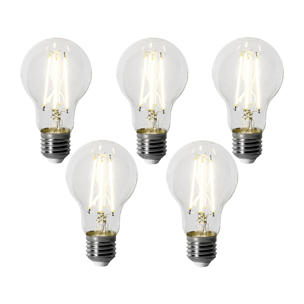 Set van 5 E27 dimbare LED lampen A60 6W 500 lm 4000K
