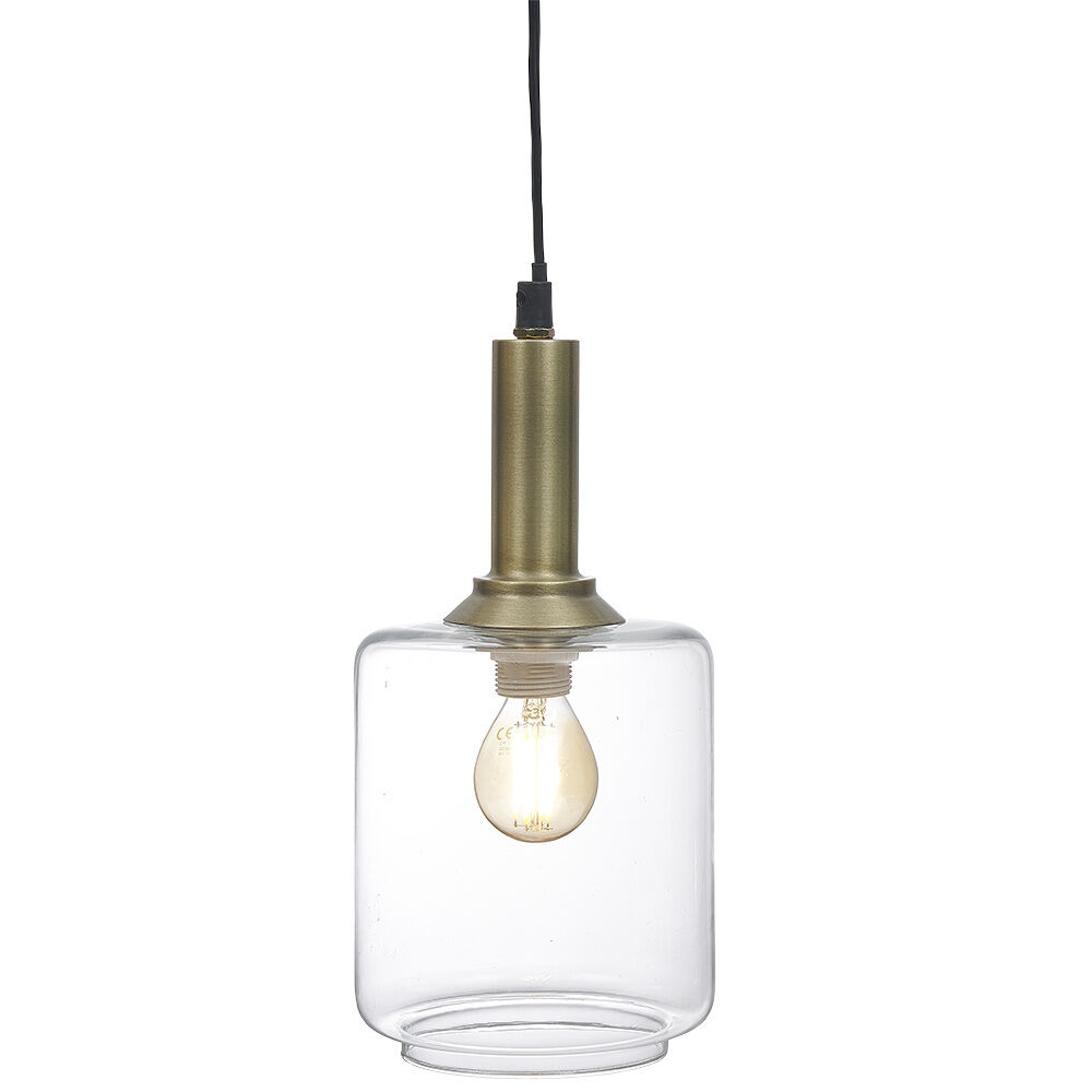 Suspension vintage en verre et métal Ø13xH25cm