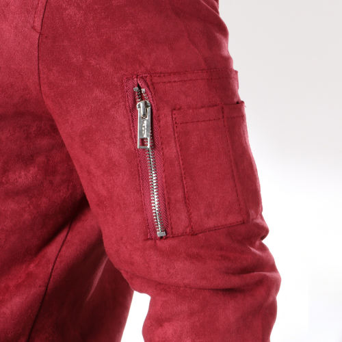 Bomber Suedine Col Mouton Bordeaux