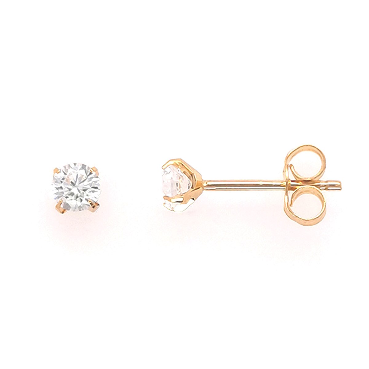 Boucles d'oreilles or 9 carats oxydes de zirconium3.5mm