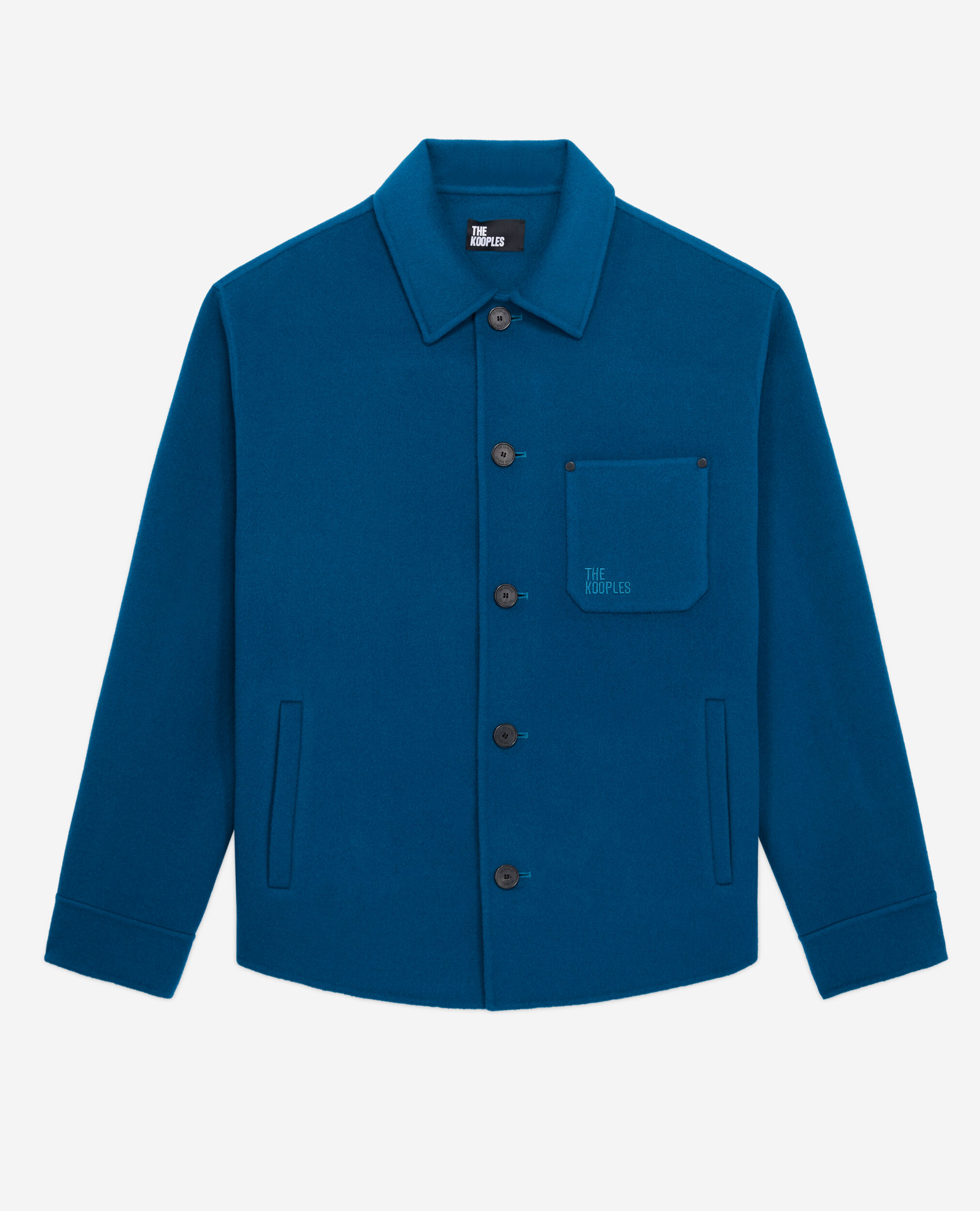 Blouson type surchemise bleu en laine