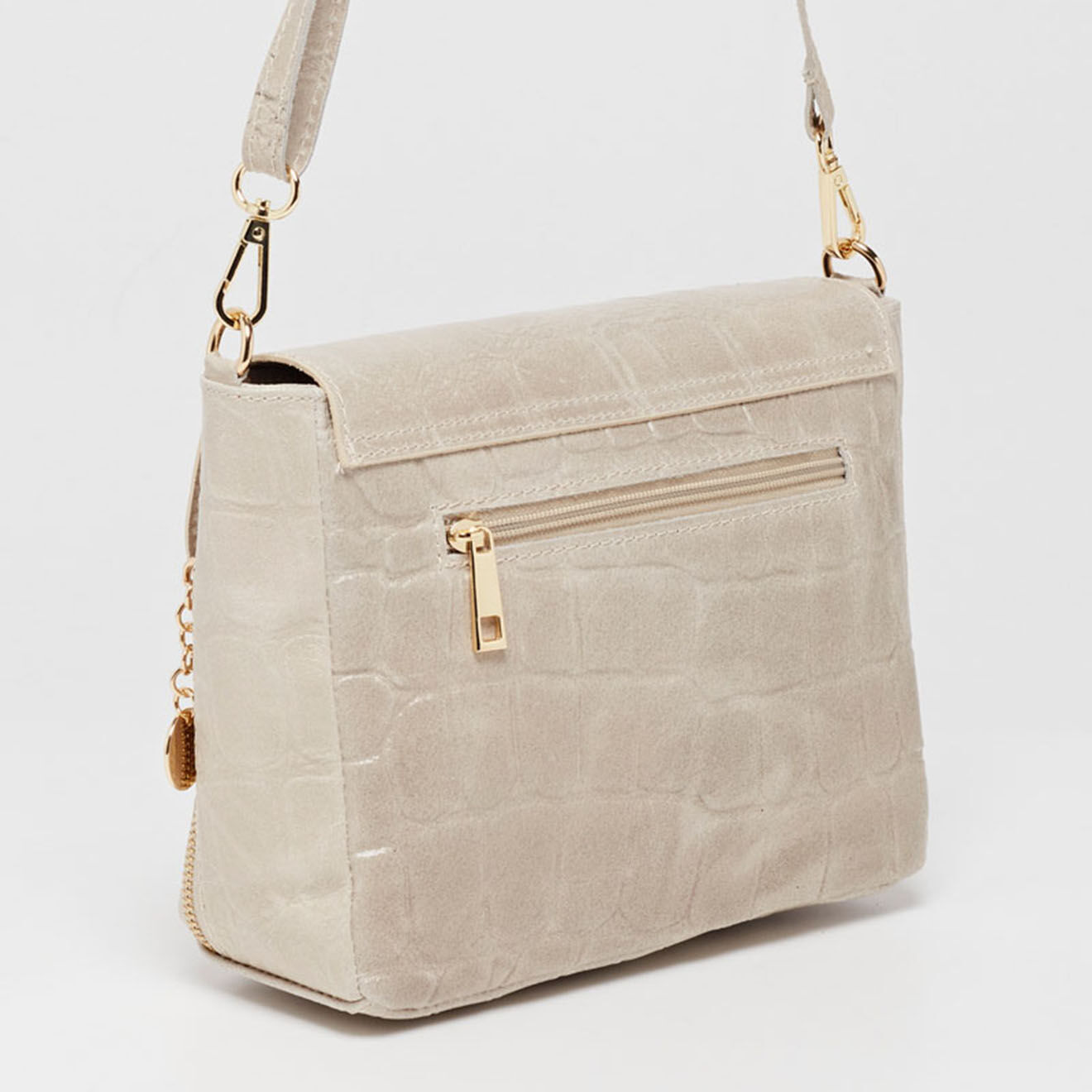 Christian Laurier Sac bandoulière en Cuir croco  Flory blanc cassé - 23x17x8 cm