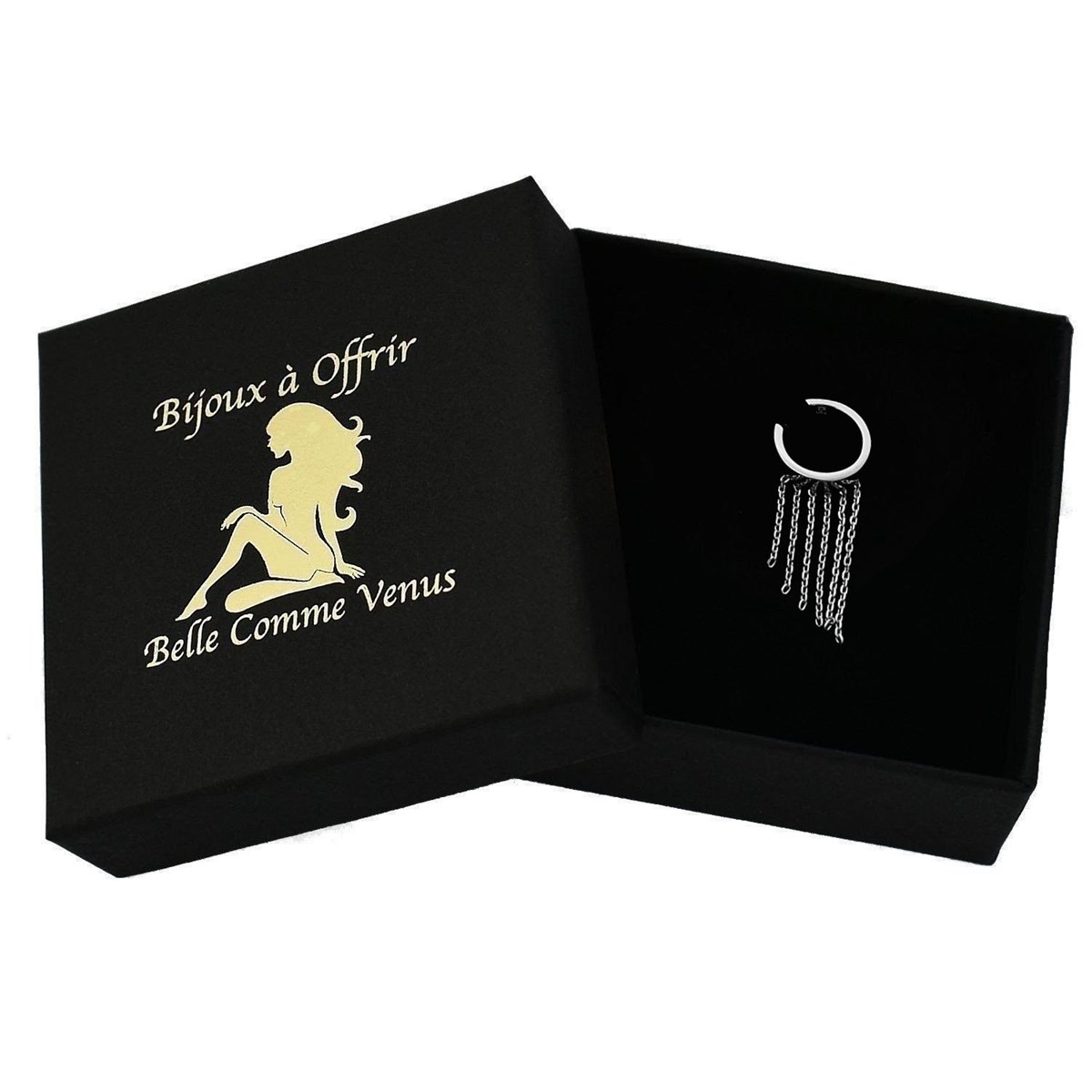 Clip d'oreille earcuff avec chaînettes pendantes Argent 925 Rhodié