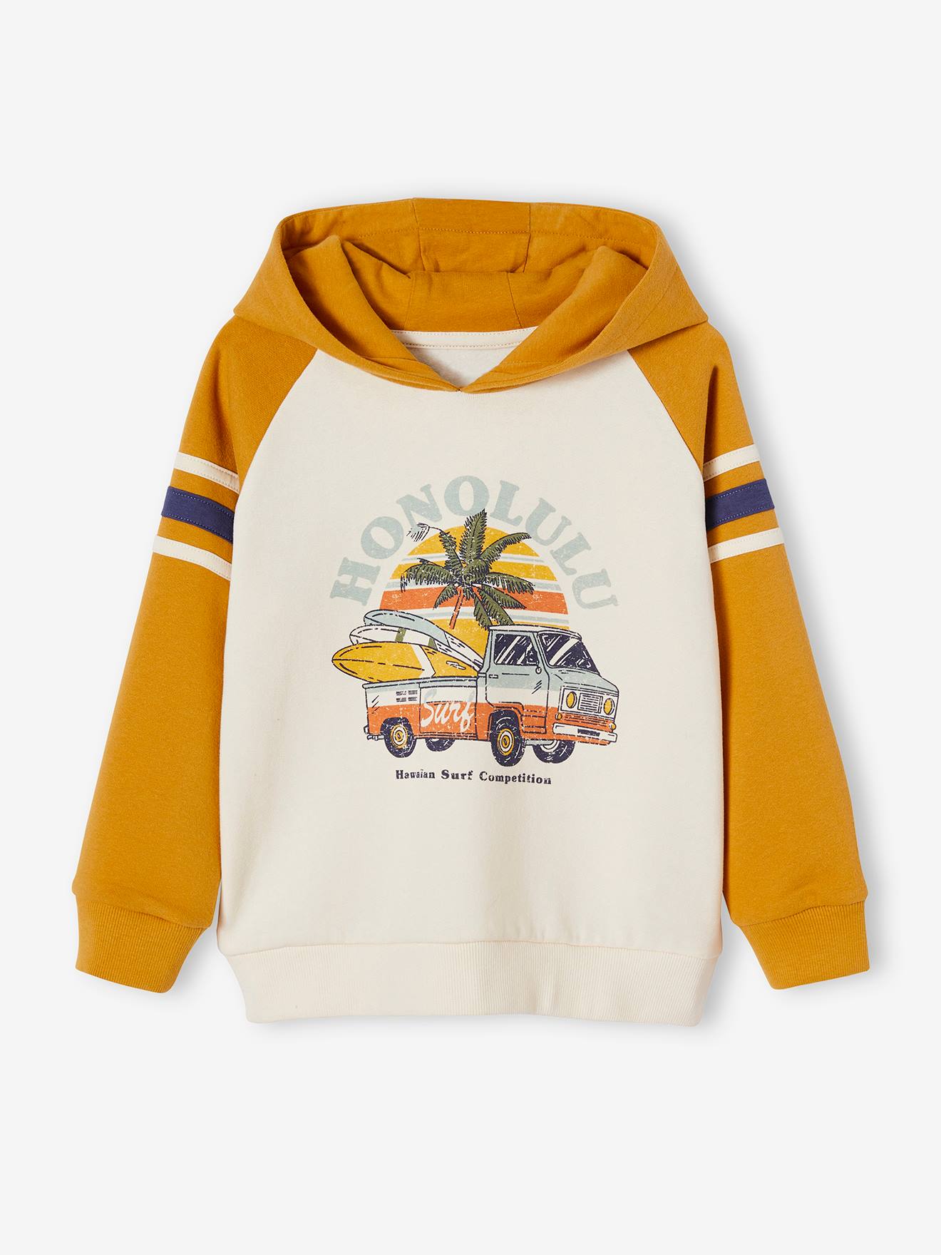 Moletom azul com estampa gráfica e mangas raglan para meninos