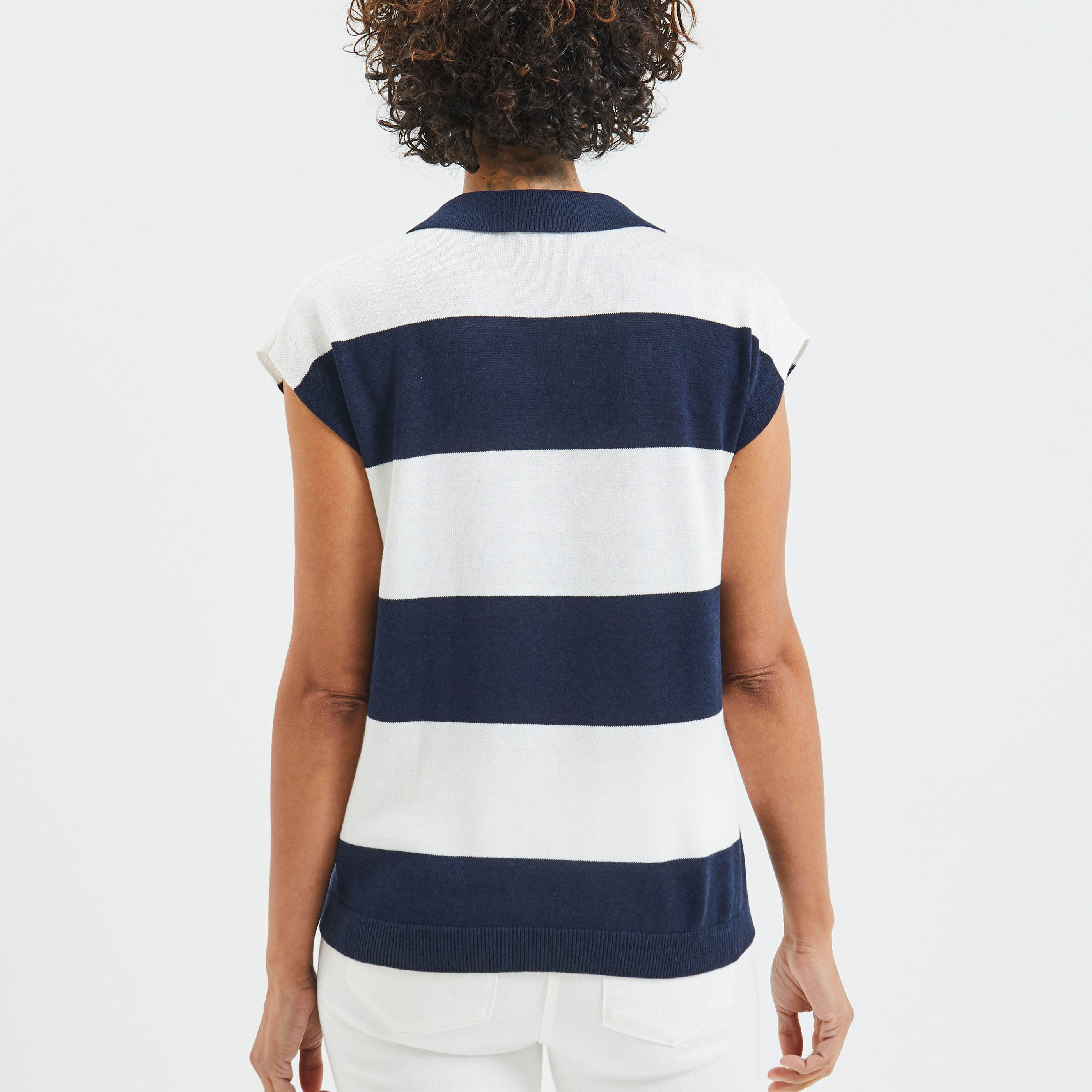 Polo rayé femme - MARINE