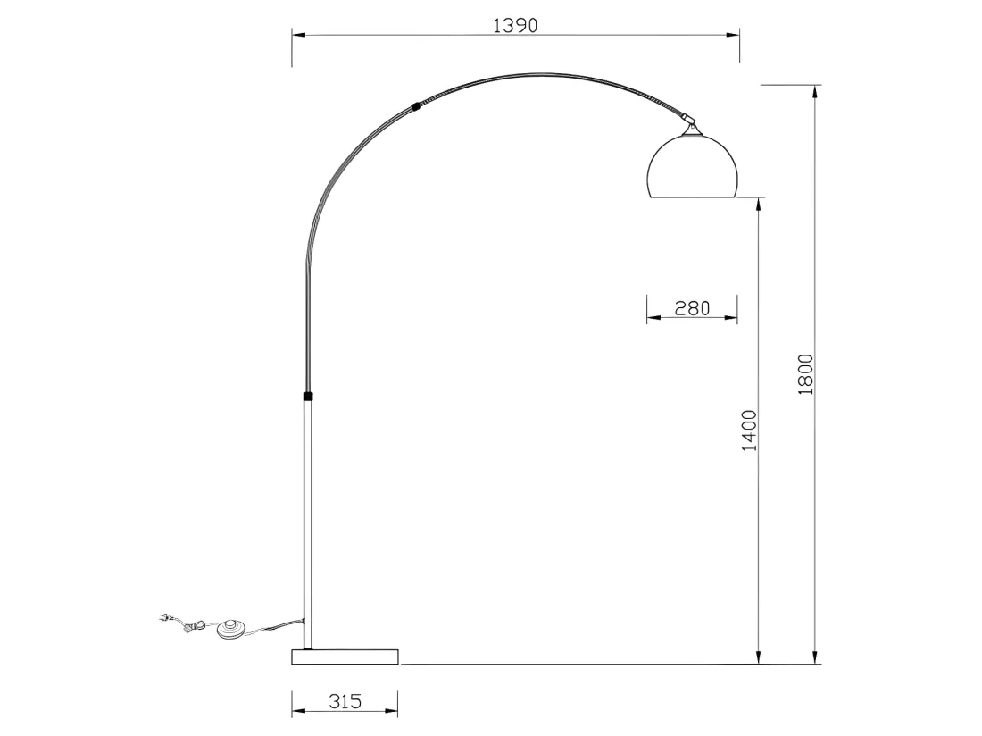 Grand lampadaire arc style art déco - Métal et marbre - H. 180 cm - Cuivré - OMBRAGE