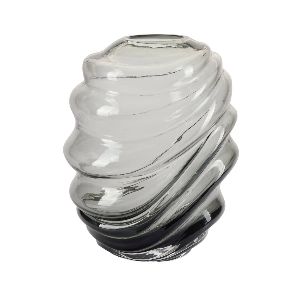 Bahne Interior  Vase med bølger, grå - H25cm