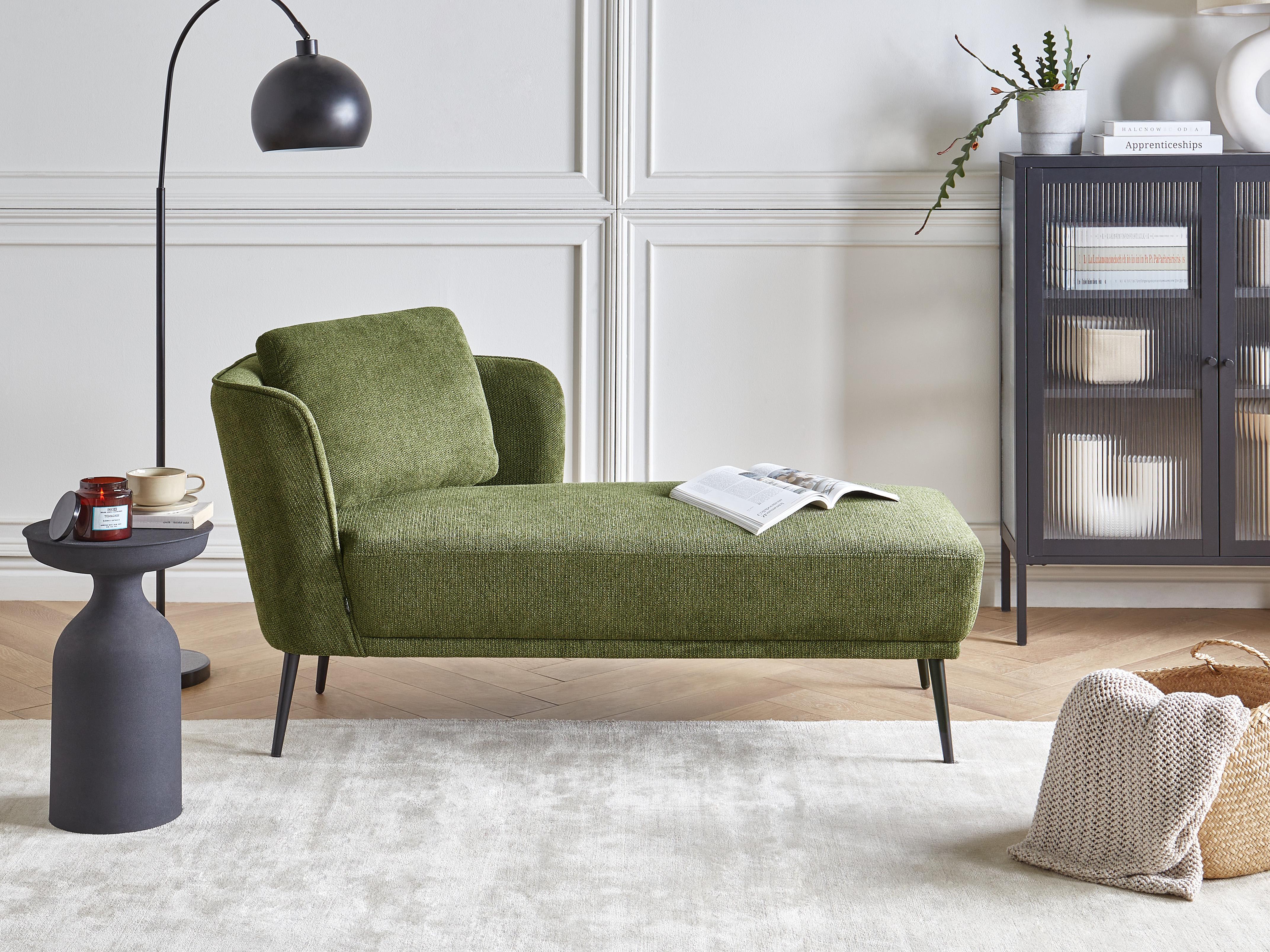 Rechtszijdige chaise longue ARTHEZE Stof Donkergroen