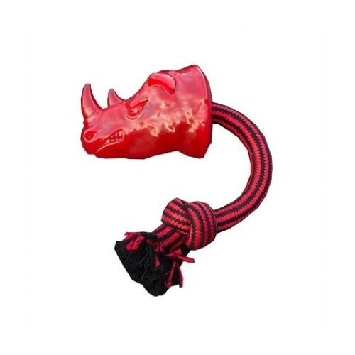 Brinquedo de corda em forma de rinoceronte feito de TPR para cães, vermelho