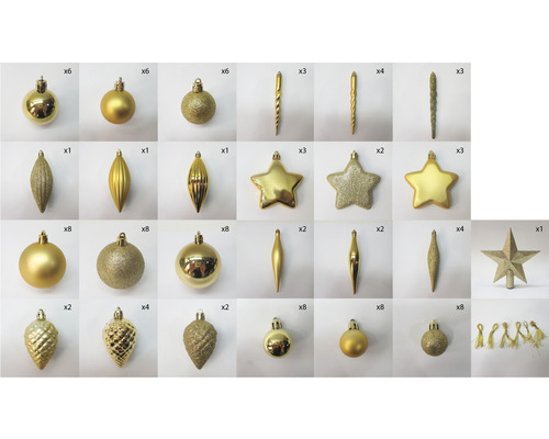 104-pack Lafiora gemengde gouden kerstballen
