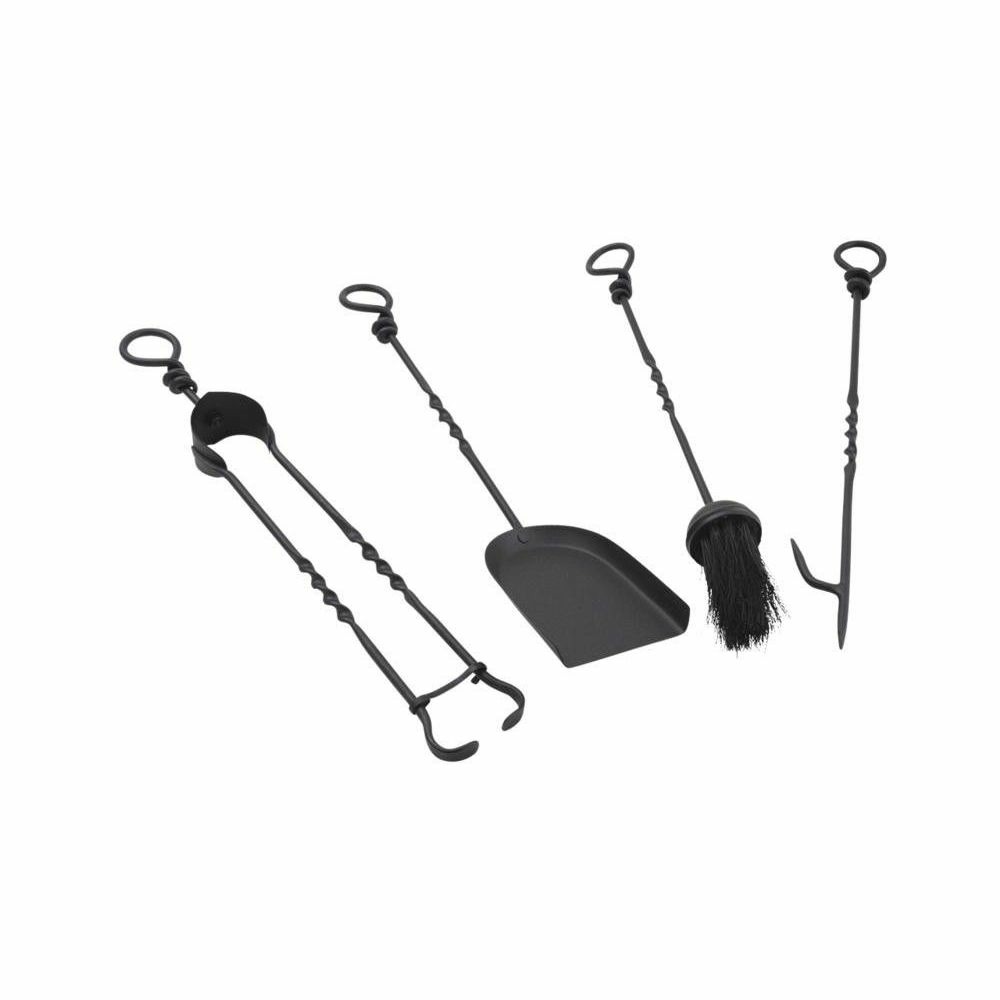 Set de 4 accessoires de cheminée en fer forgé 46cm