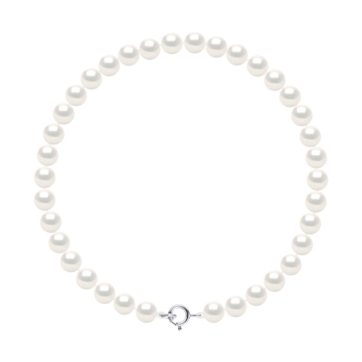 Bracelet Perles d'Eau Douce Rondes 5-6 mm Blanches Or Blanc 18 Carats 