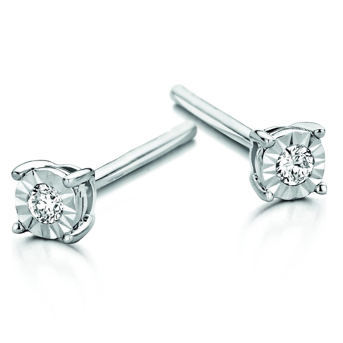 Boucles d'oreilles puces diamants or blanc 18 carats