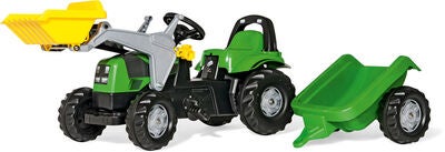 Rolly Toys Trampetraktor med Laster og Tilhenger, Grønn