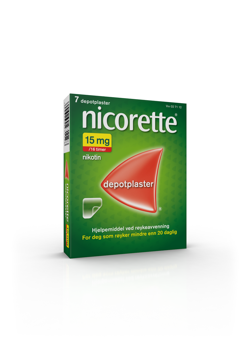 Nicorette plaster 15 mg nikotin, 16 timer, slutte å røyke