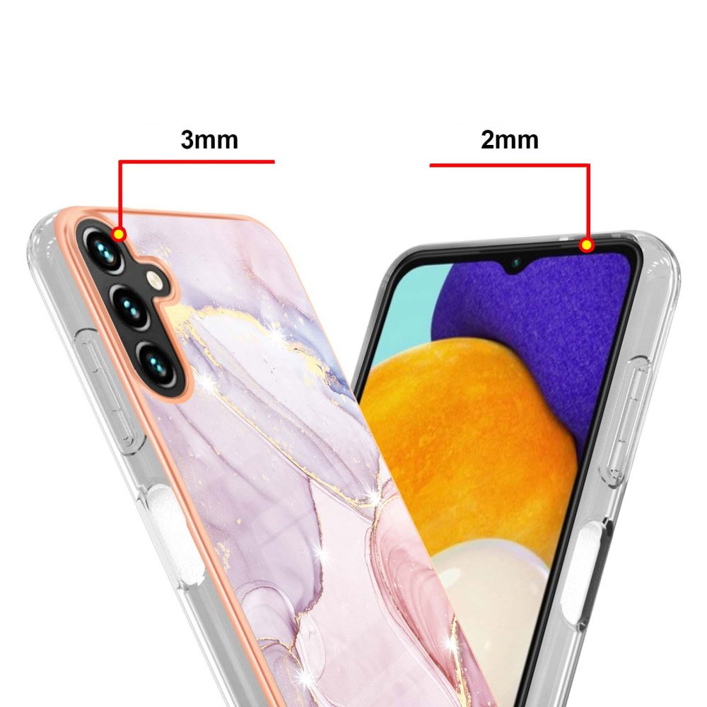 Samsung Galaxy A54 5G Gummi Case Hülle Galvanisierter Rahmen Marble Marmor Design - Rosa / Roségold