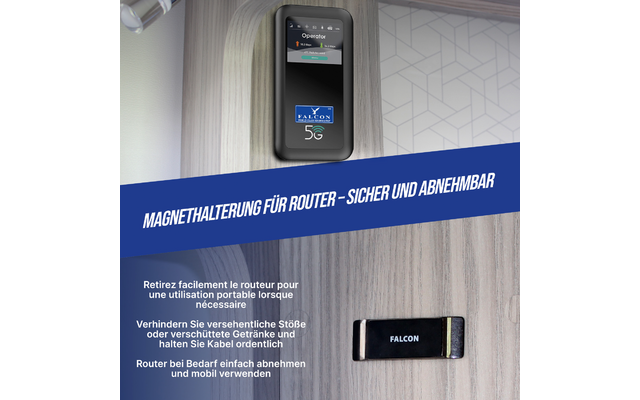 Falcon Evo 5G Mobile Deluxe Internetantenne mit tragbarem Router und bis zu 3400 Mbit/s Geschwindigkeit