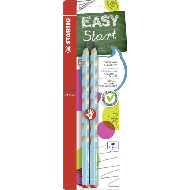 EASYgraph - Start - Dreikant-Bleistift für Rechtshänder - blau - 2 Stück