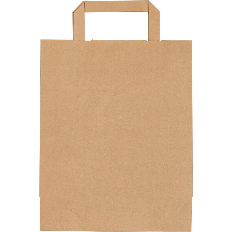 Sacs kraft brun poignées plates qualité 70 g/m² - 50 sacs