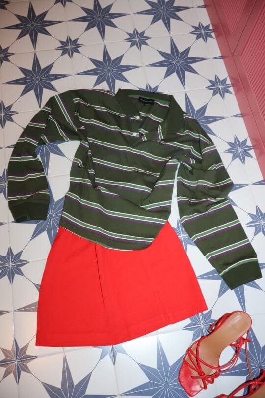 Valentin Studio Polo Stripe Blouse Army